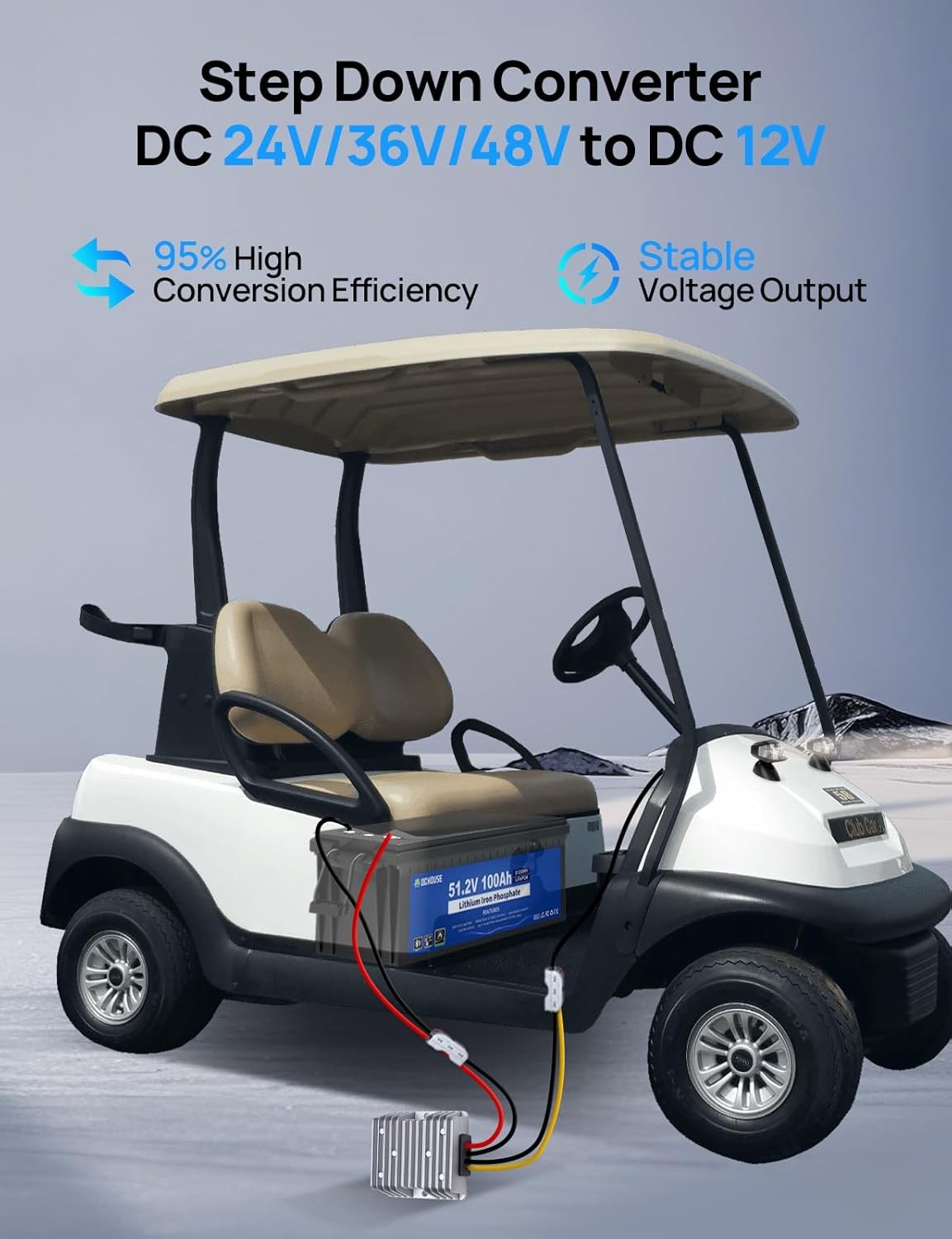 DC HOUSE 48V 100Ah Lithium Lifepo4 Golf Cart Battery Metal Case with 18A Charger