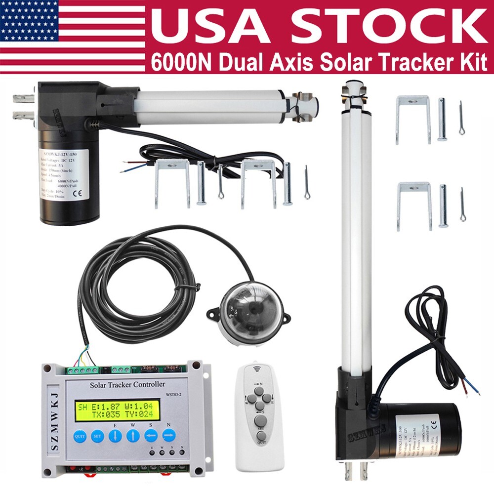 Complete Dual Axis Solar Panel Tracker 6000N 12V Electronic Sun Track System Kit