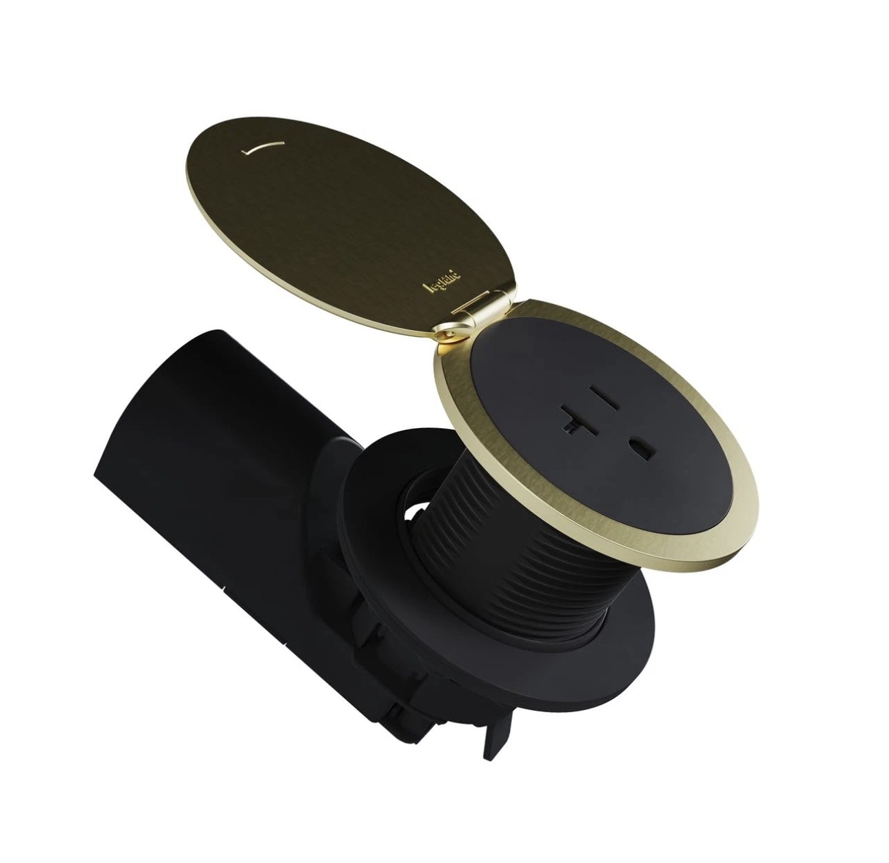 Matte Black Kitchen Countertop Outlet Champagne Bronze Lid CP498TR15BK+CP498LCB