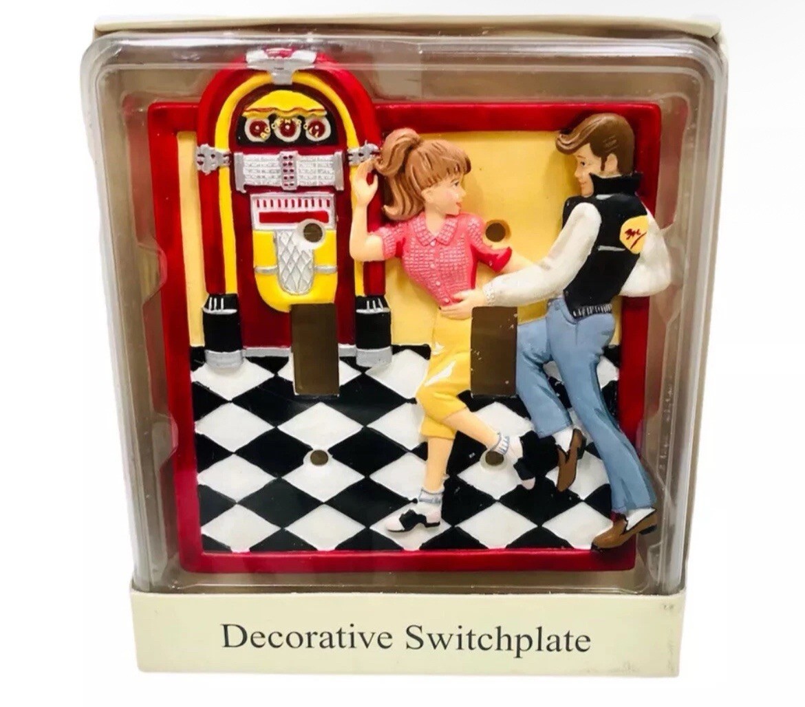 Borders Unlimited 50s Style Happy Days Decorative Switchplate Cover Used Retro