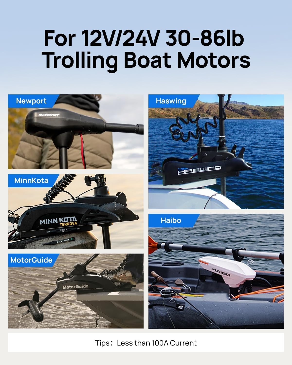 12V 100Ah LiFePO4 Lithium Battery 100A BMS for RV Solar Off-grid Trolling Motor