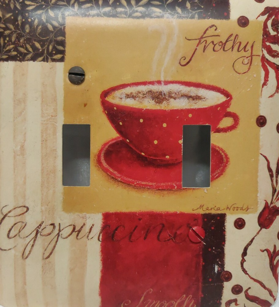 Metal Light Switch Cover Wall Plate Kitchen Mocha Coffee Frothy Cappuccino