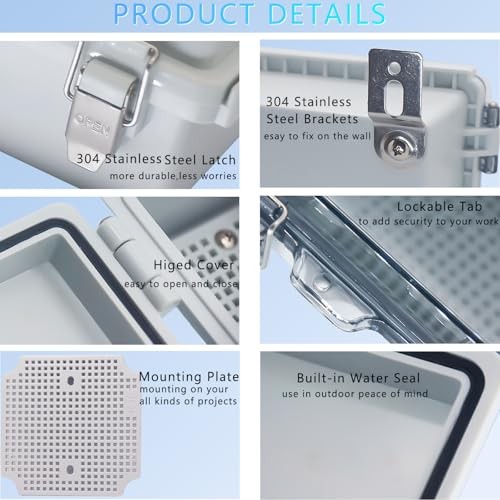 IP67 Waterproof Junction Box, ABS Plastic Electrical Enclosure with Stainless