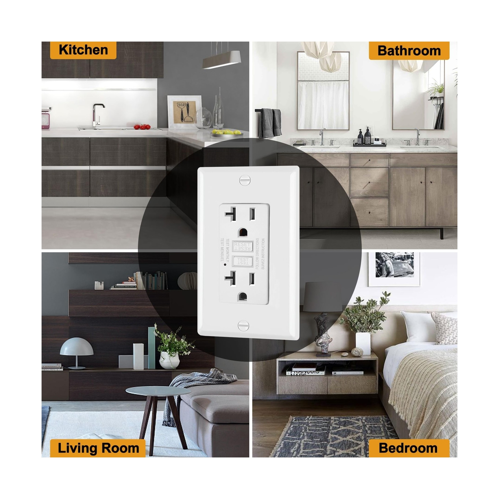 ELECTECK 30 Pack GFCI Outlets 20 Amp, Non-Tamper Resistant, Decor GFI Recepta…