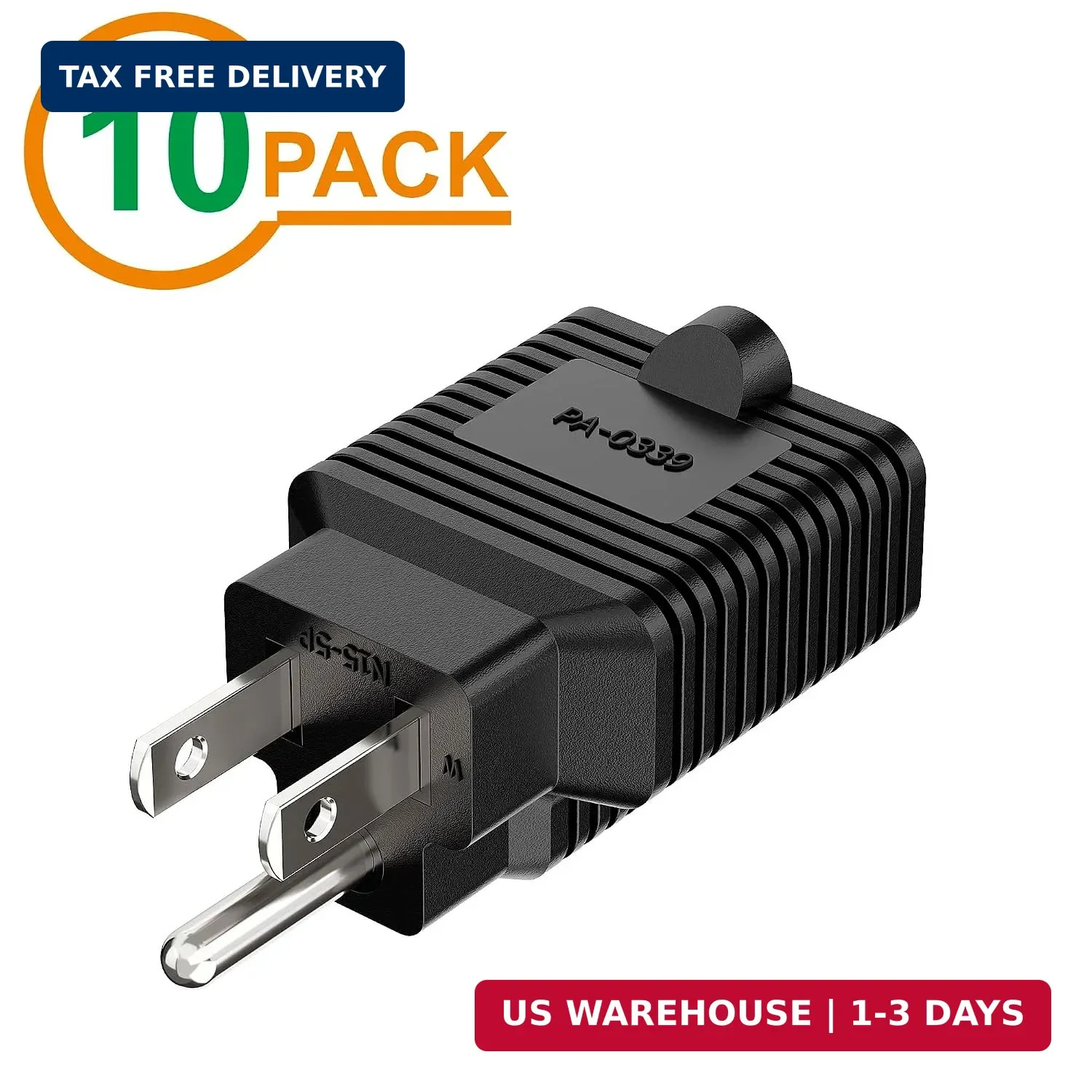 [10Pack] 4-in-1 15 Amp Household AC Plug to 20 Amp T-Blade Adapter,5-15P to 5-20