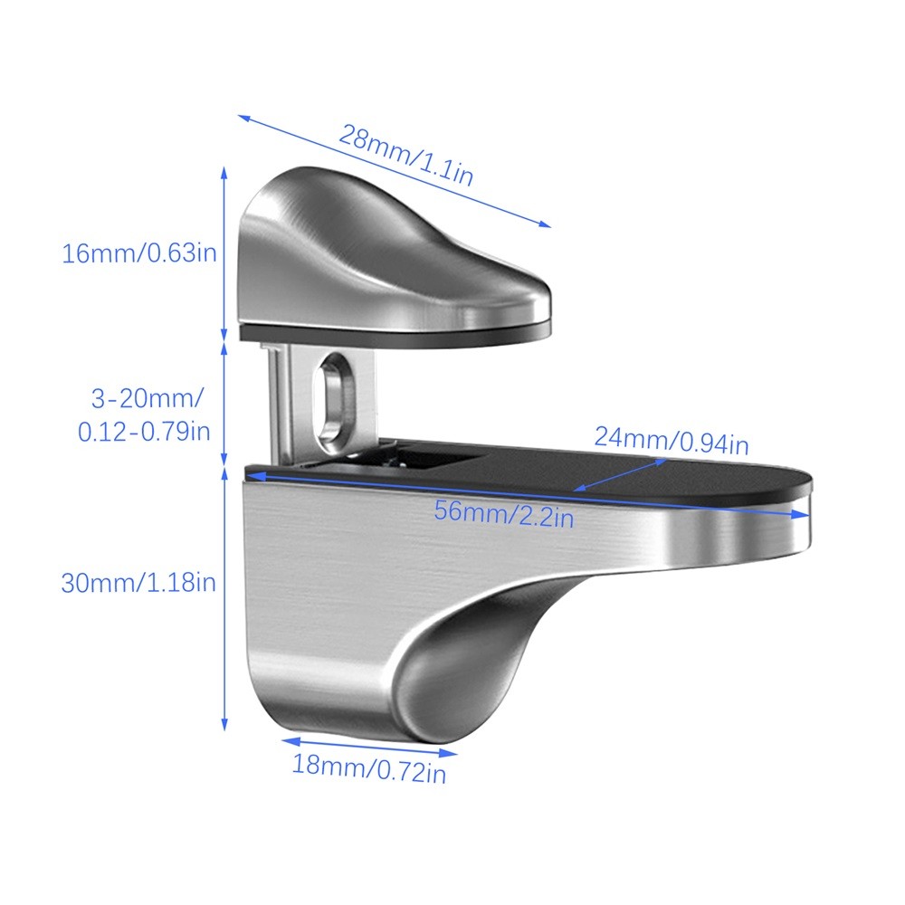 4×Adjustable Glass Shelf Brackets Zinc Alloy For 3-20mm Thickness Glass