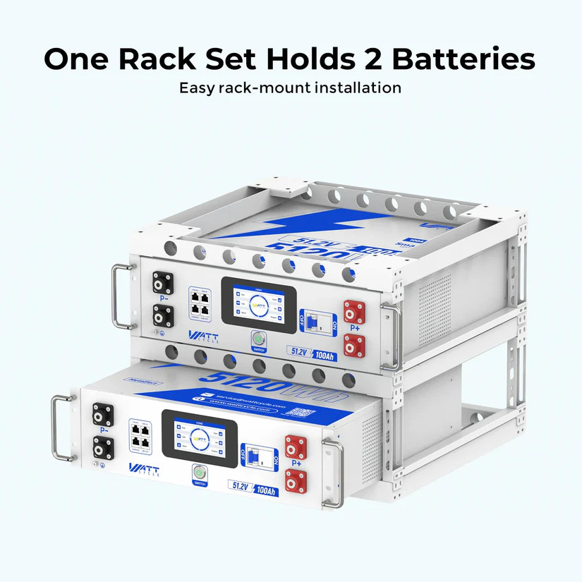 WattCycle Seismic Stackable 2-Tier Rack Cabinet for 48V Server Rack Batteries