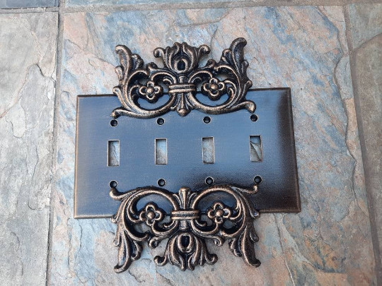 Quadruple Light Switch Plate Cover, Quad cover, Traditional, Tuscan, Old World