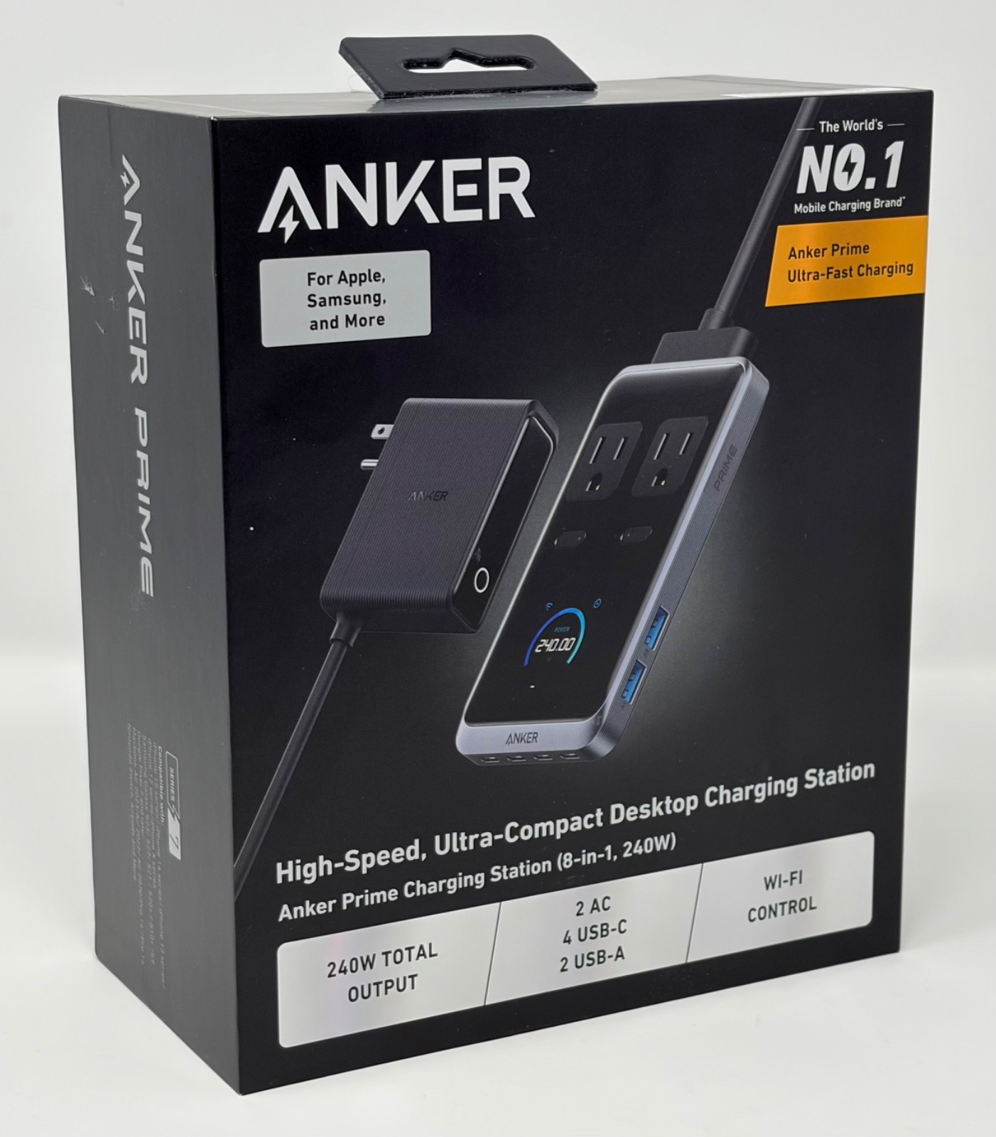 Anker Prime 240W 8-in-1 Charging Station USB-C Power Strip A91B2 2 AC 4 USBC New