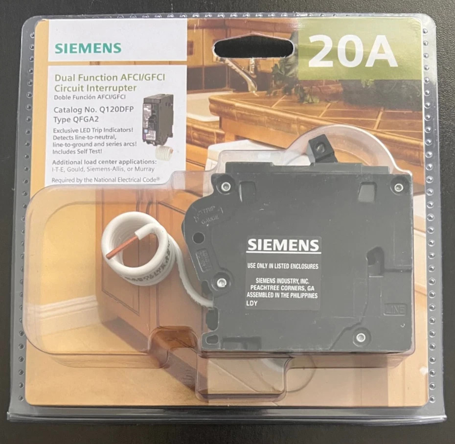 Brand New, Sealed, Siemens Q120DFP 20A Dual Function AFCI/GFCI Breaker