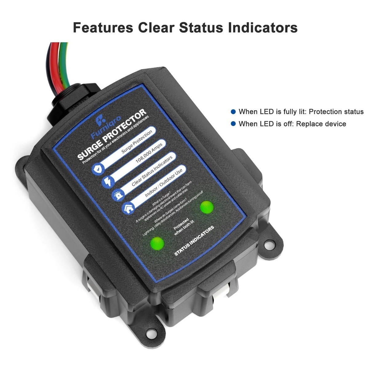 Whole House Surge Protector 108,000 Amps for Indoor/Outdoor Use, 120/240V