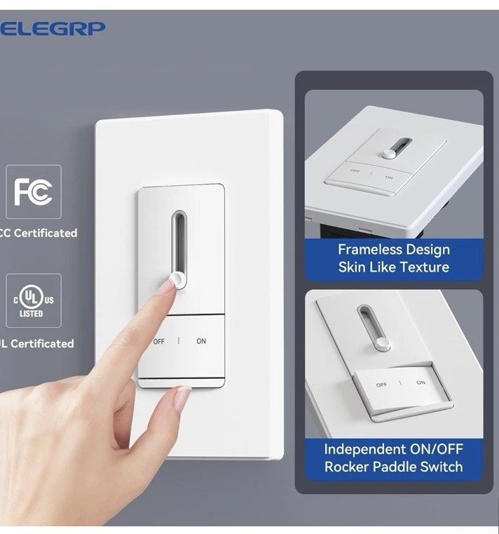 ELEGRP Slide Dimmer Switch for Dimmable LED, CFL and Incandescent DM17-WH6