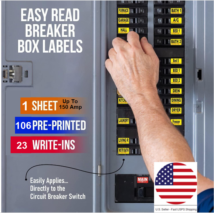 128 Circuit Breaker Labels-Easy to READ Breaker Panel Labels. FREE-FAST Shipping