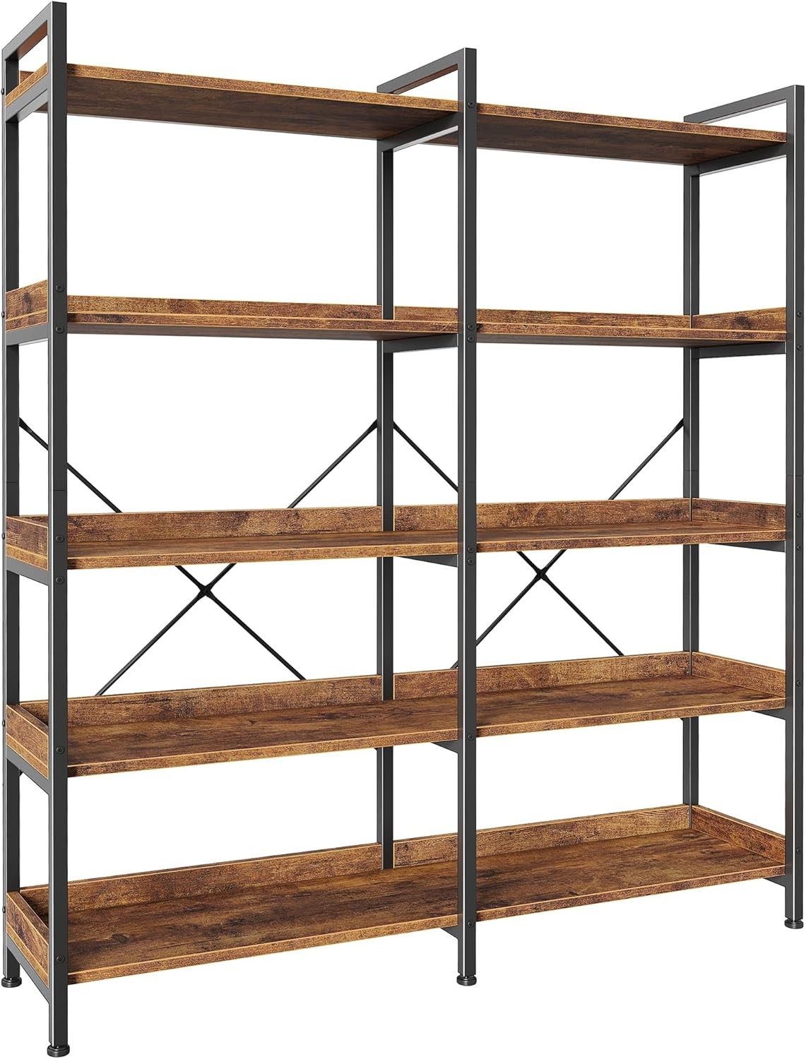 Huuger 5 Tier Bookshelf, Display Bookshelf with 10 Open Shelves and Raised…