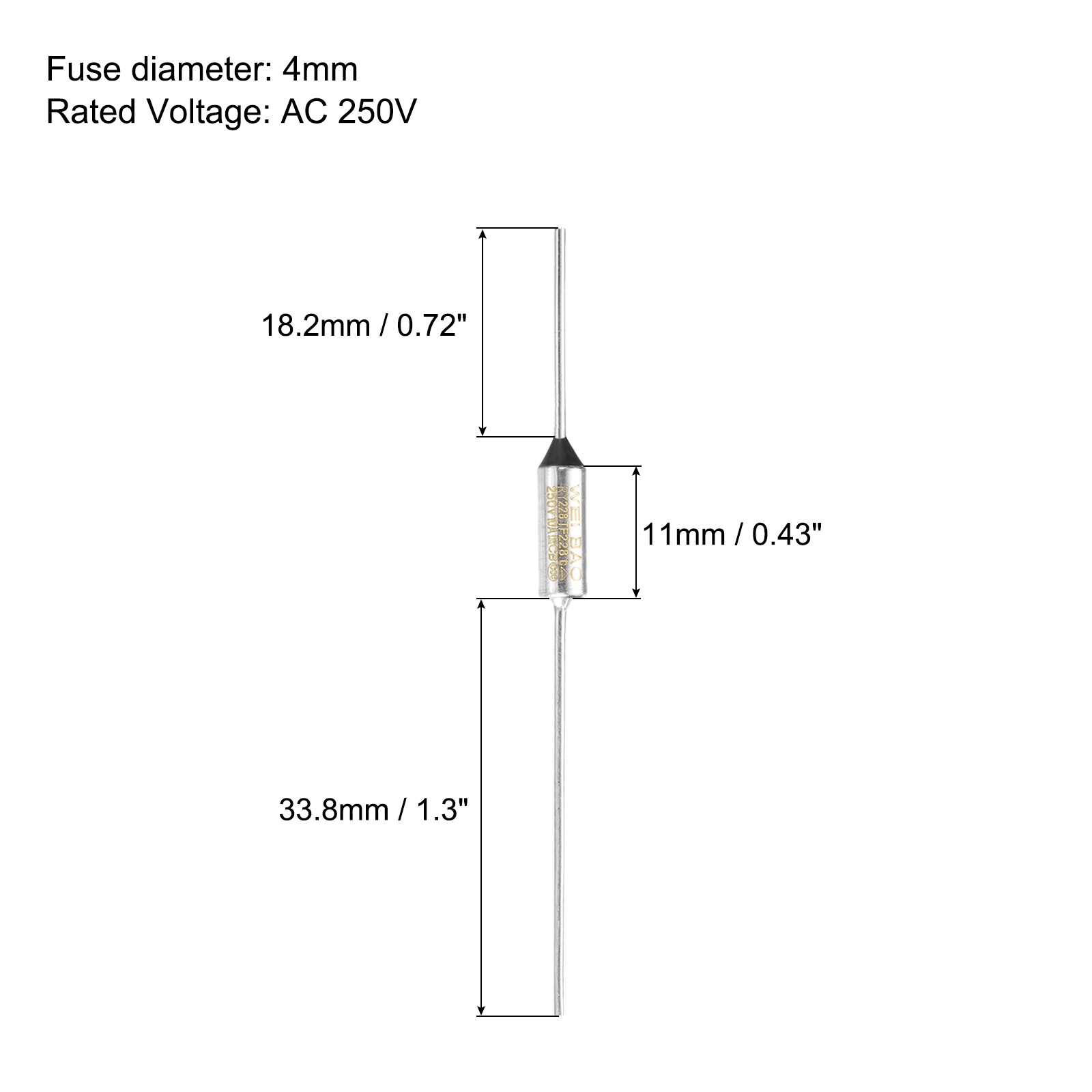 10Pcs Metal Temperature Thermal Fuse RY228 228 °C 442.4 °F 10A 250V