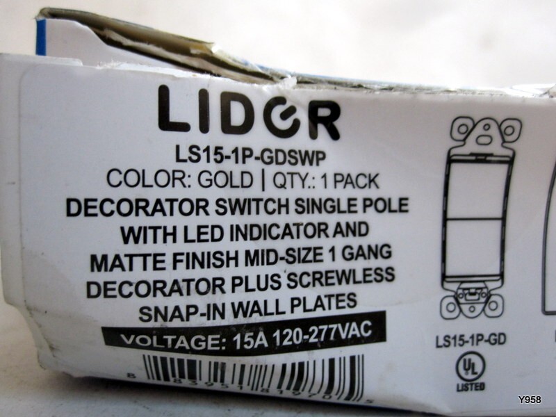 LIDER Minimalist Design Matte Finish Lighted Decorator Switch Gold LS15-1P
