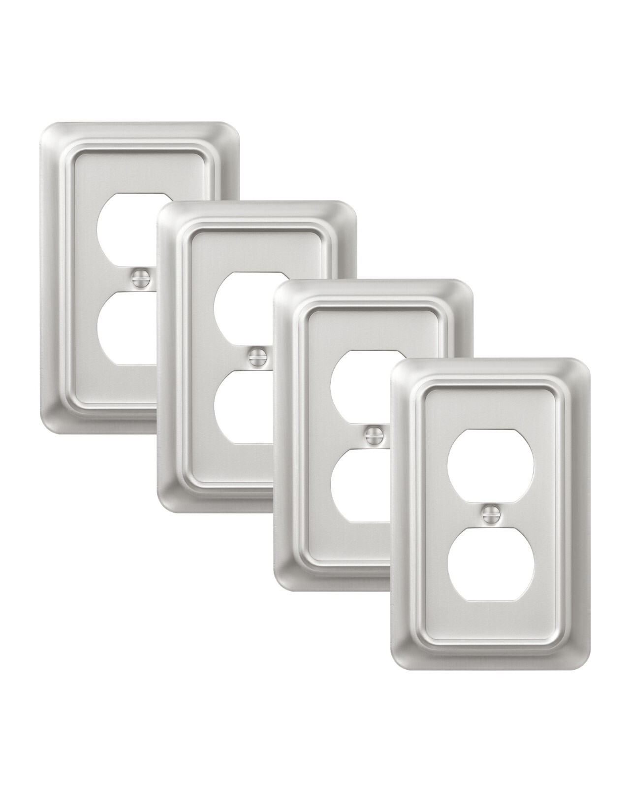 DEWENWILS 4-Pack Brushed Nickel Outlet Covers & Switch Plates Metal Wall Plates