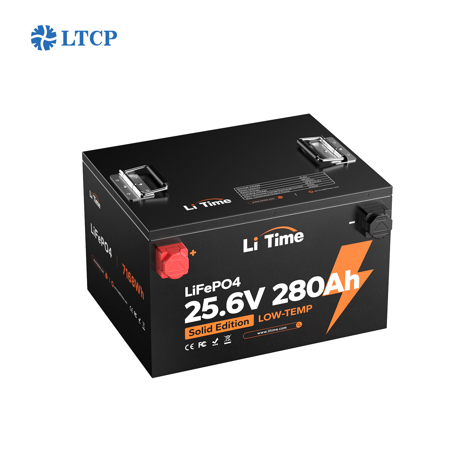 LiTime 24V 280Ah Deep Cycle LiFePO4 Lithium Battery 7168Wh Off-grid Home Backup