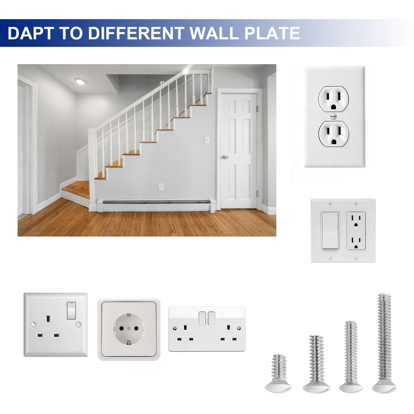130Pcs Wall Plate Screws Kit, #6-32 Outlet Cover 3/8″, 1/2″, 3/4″, 1″, White