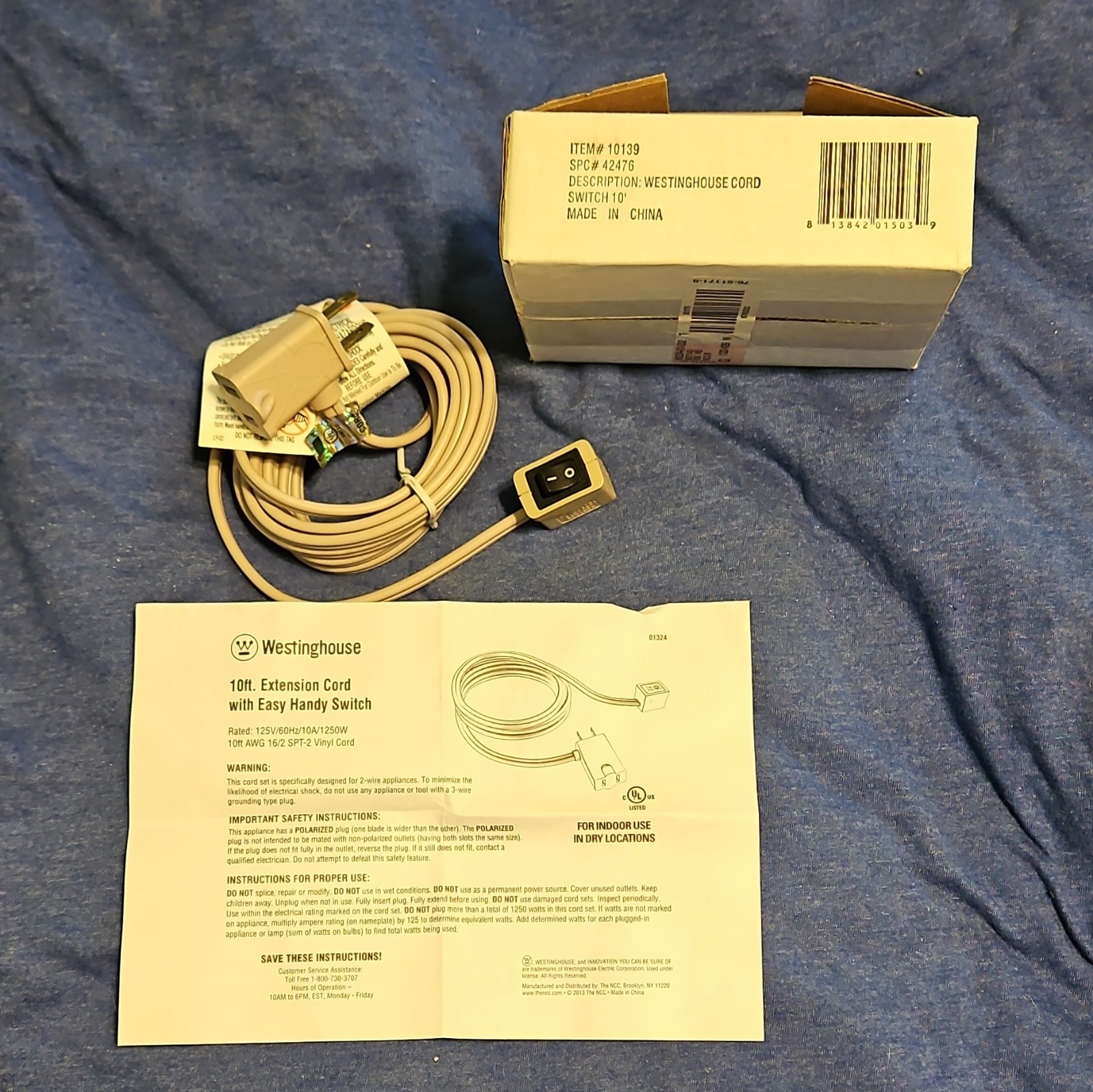 Westinghouse 6ft Extension Cord Beige Vinyl On/Off Switch Polarized Plug