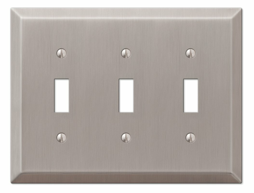 Triple 3 Toggle Outlet Switch Wall Plate Cover Century Brushed Nickel Steel Lot