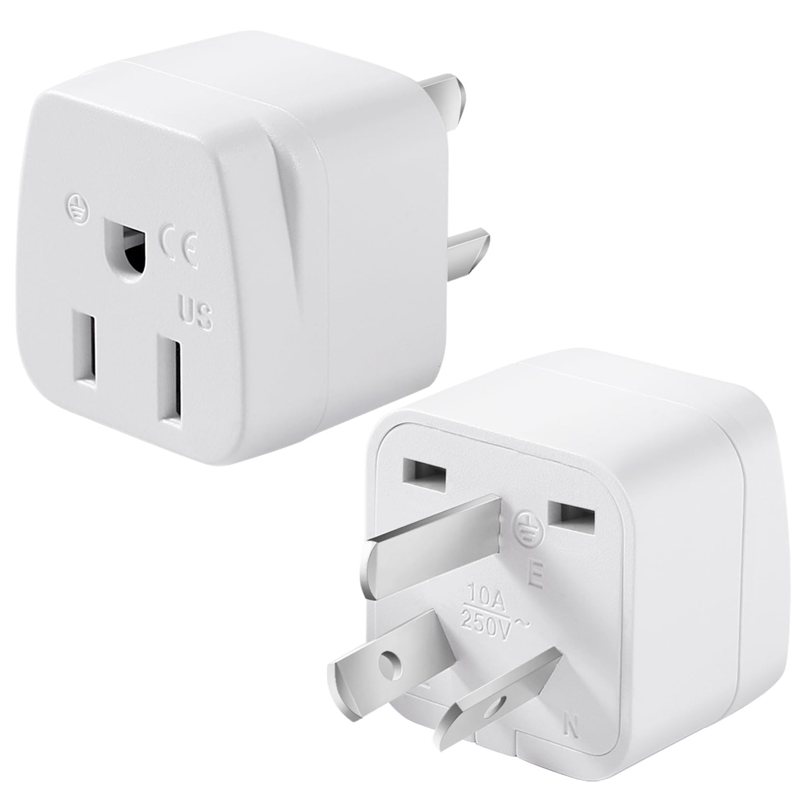 2 Pack US to Argentina Australia China Travel Plug Adapter, Type I – White