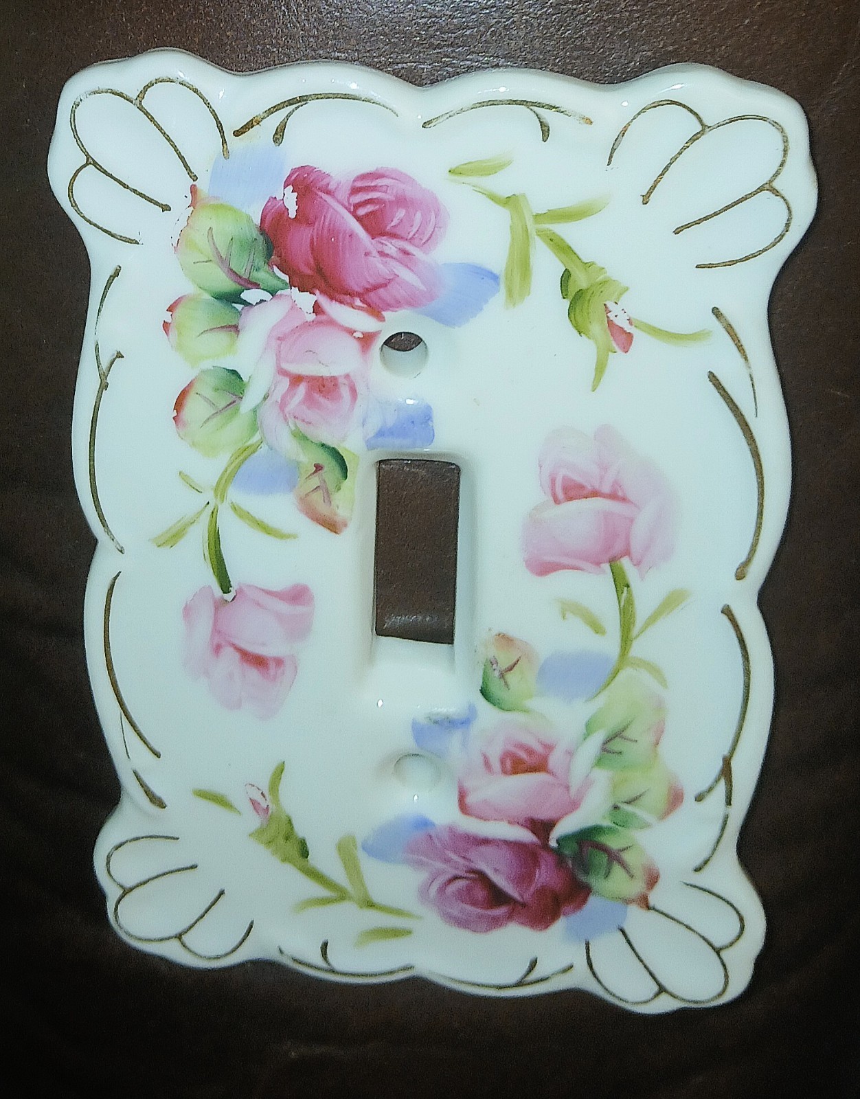 Rare 1950’s Kelvin Fine Porcelain Hand Painted Switch Plate Light Cover Japan