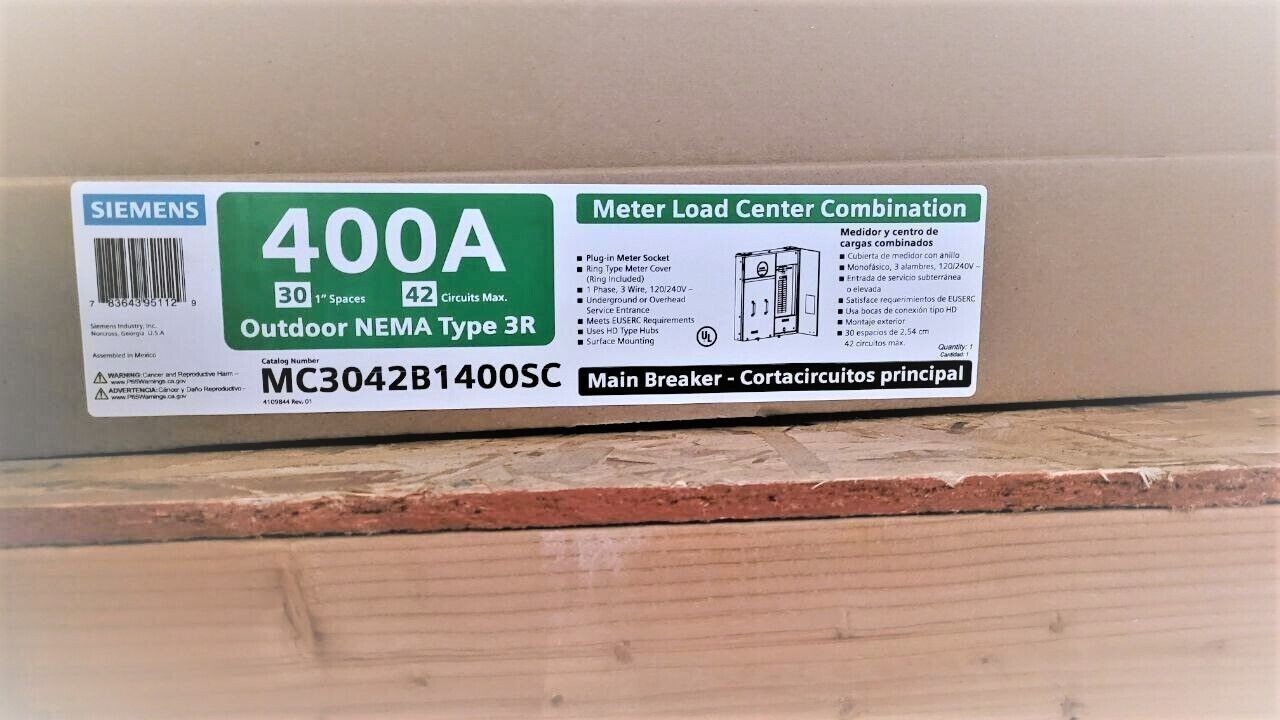 MC3042B1400SC, SIEMENS 30 Space, 42 Circuit, 400-Amp, Surface Mount, Load Center