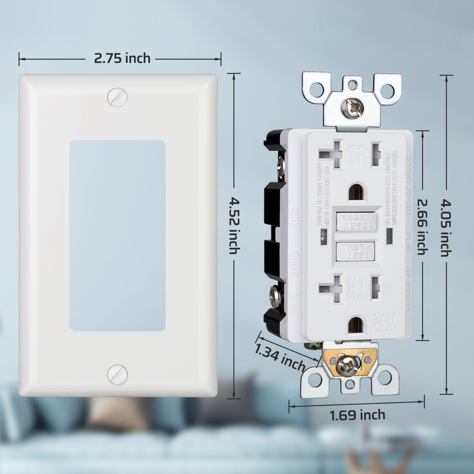 DEWENWILS 5-Pack Weather Resistant GFCI Outlet 20Amp TR Wallplate UL Listed
