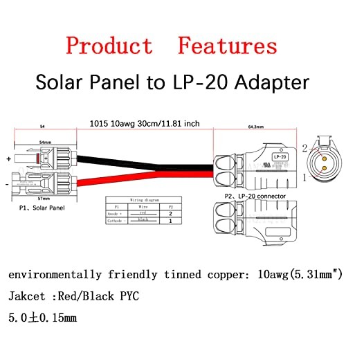 10AWG 2 Pin Power Industrial Circular Connector，for Furrion,Solar 40cm/1.3ft