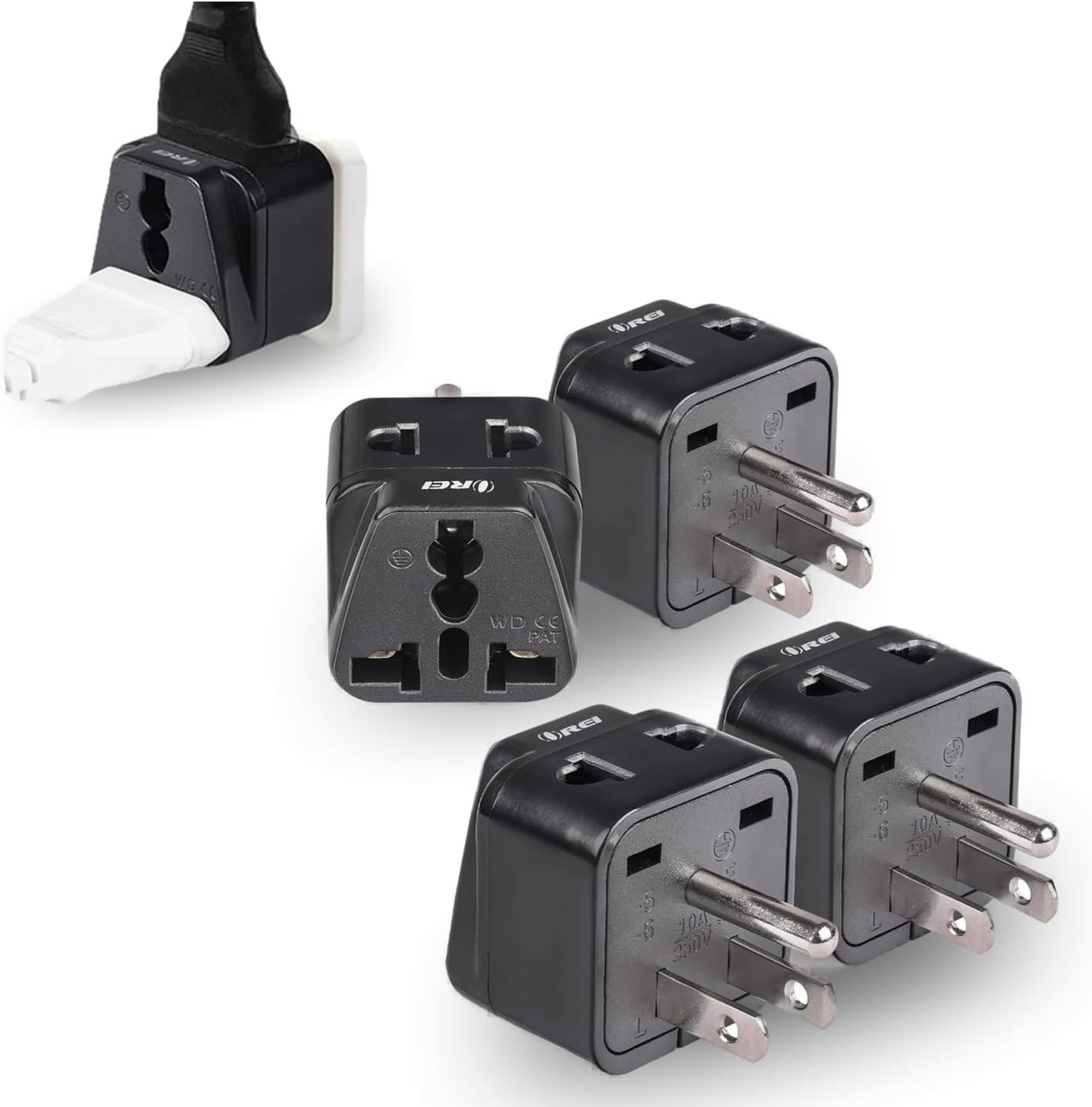 USA, Canada Adapter Plug, Europe, UK, China to US American Adaptor – Grounded –