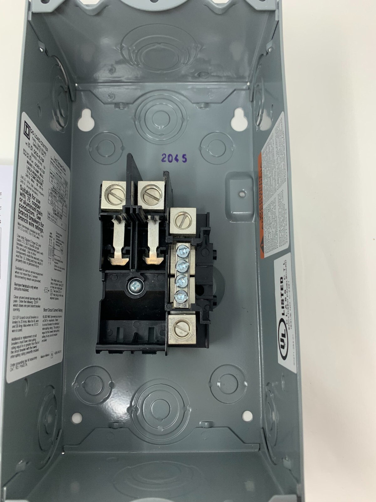 Square D QO24L70F 70A Load Center Main Lug 1-Phase 2-Spaces 4-Circuits 120/240V