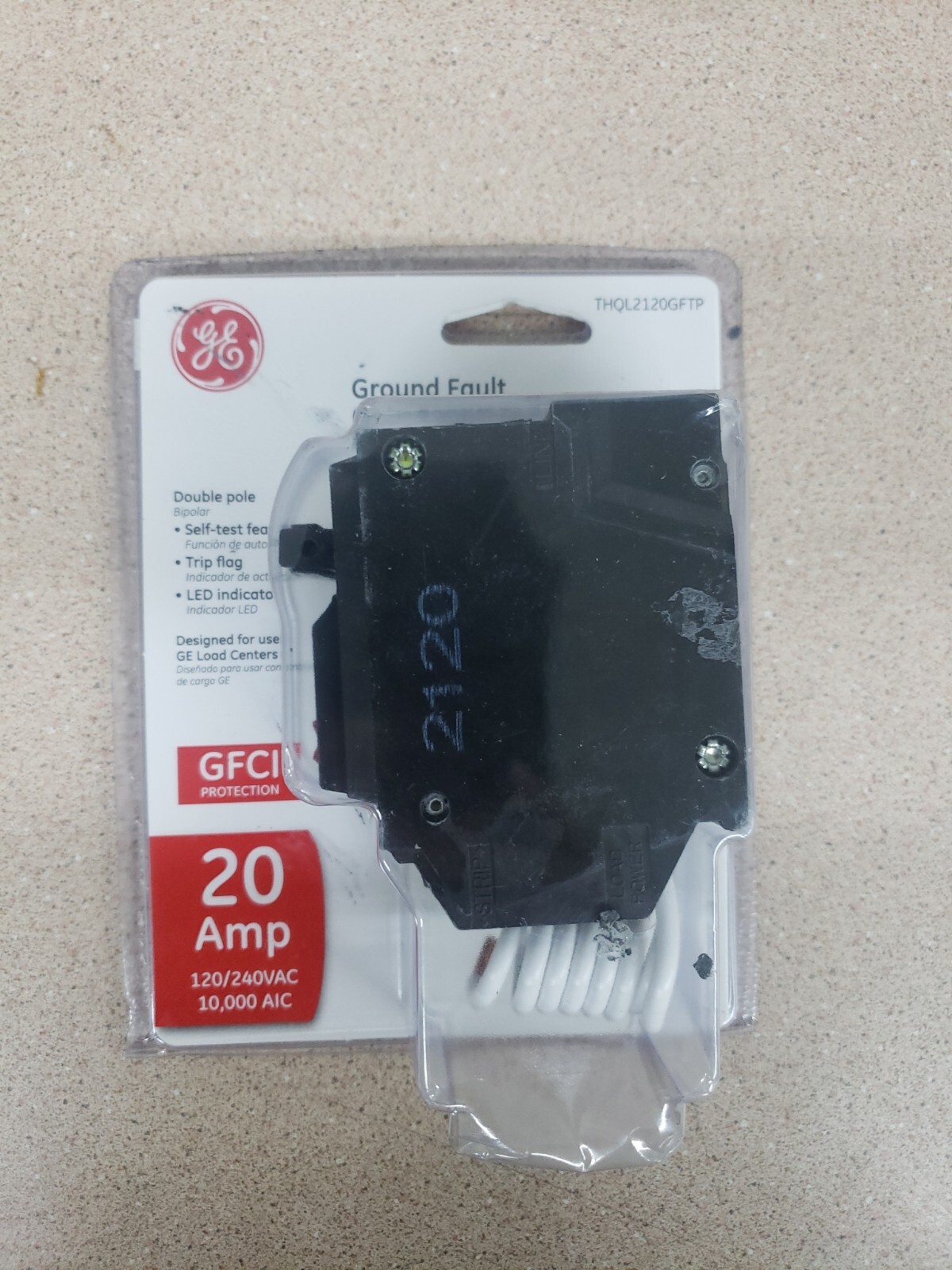 NEW GE THQL2120GFTP 20 Amp 2P GFCI Ground Fault Circuit Interrupter Breaker