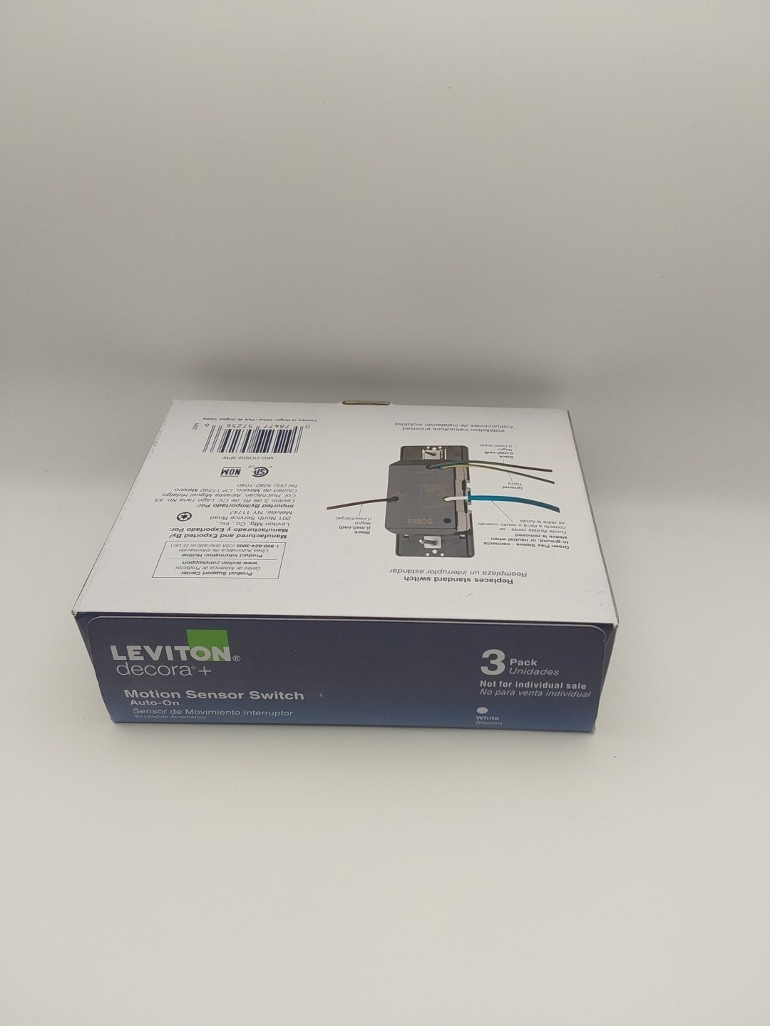 Leviton Decora Motion Sensor Switches DOS02-3PW Auto-On 2A Single Pole-3Pack F2