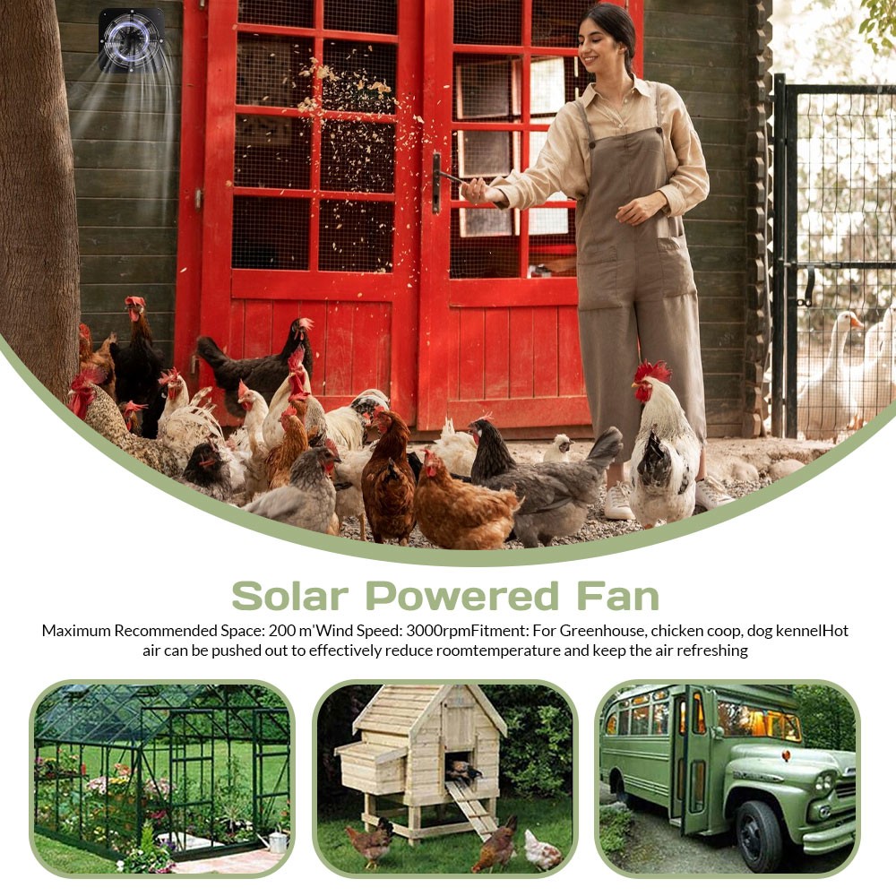 100W Solar Powered Exhaust Fan IP68 Waterproof Ventilation Kit for Chicken Coop