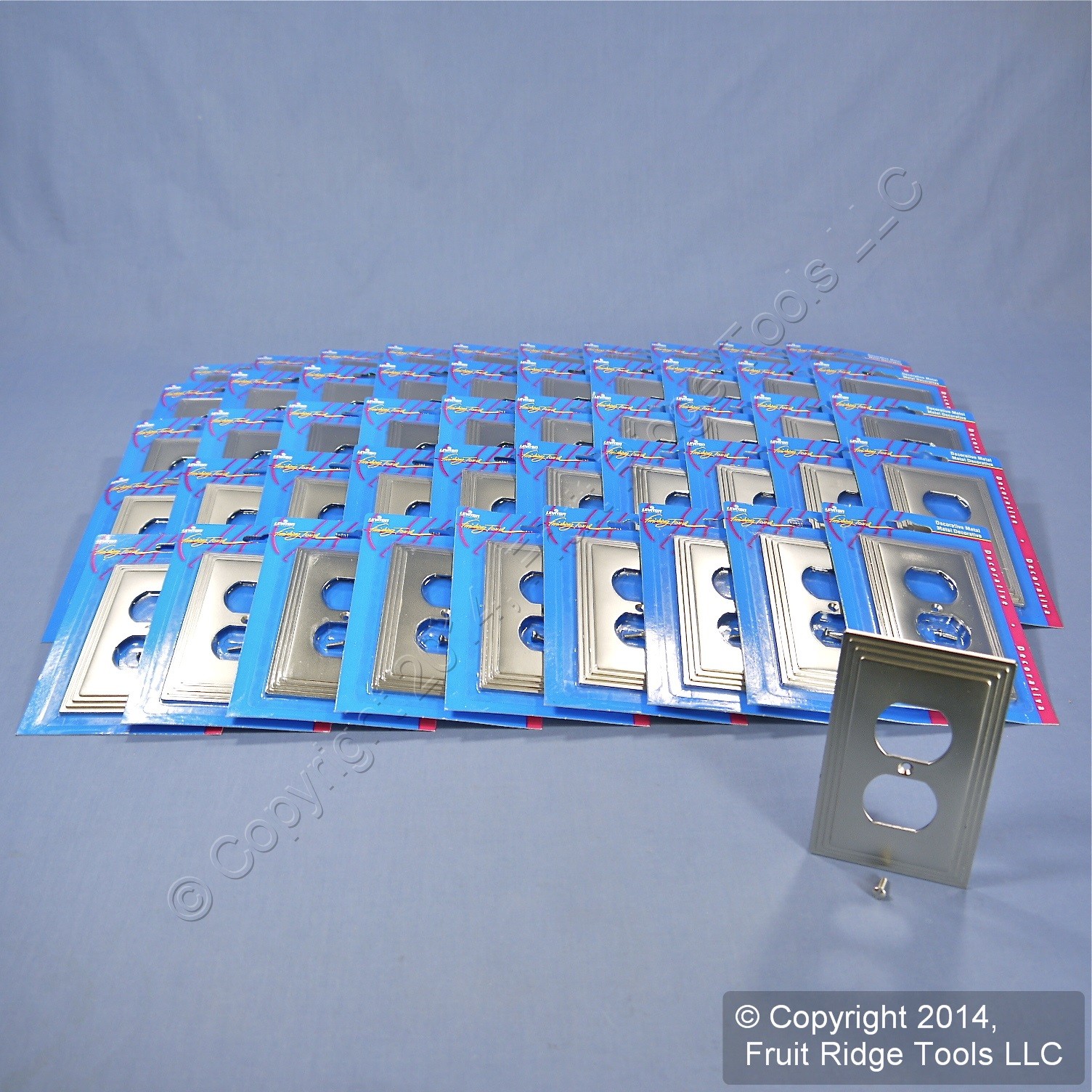 Leviton 89603-STC Brushed Chrome 1-Gang Duplex Metal Oversize Wallplates 50pcs