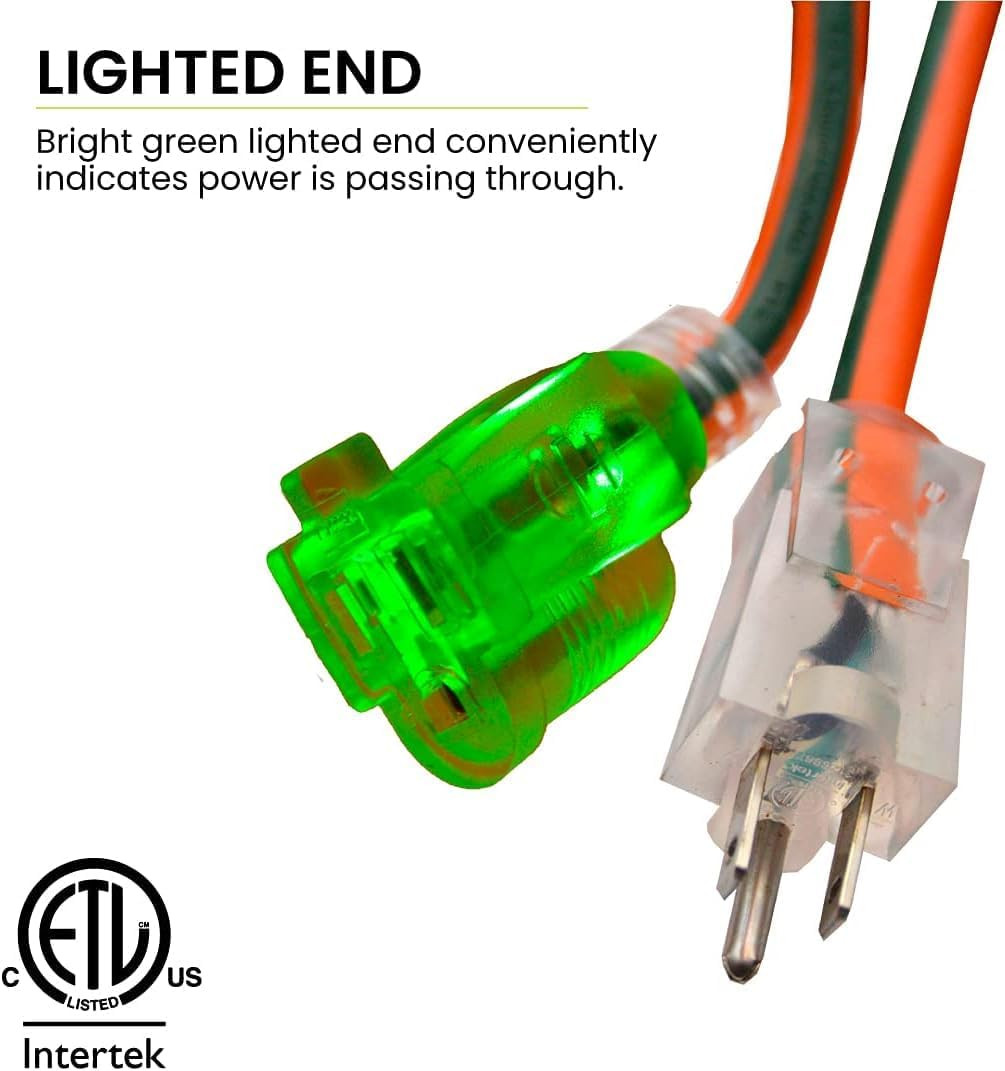 Gogreen Power 14/3 Heavy Duty 50ft Extension Cord – 2 Pack, Orange