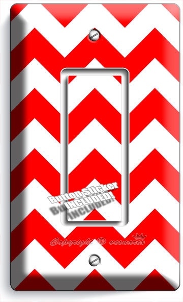 RED CHEVRON ZIG ZAG PATTERN SINGLE GFI LIGHT SWITCH WALL PLATE COVER HOME DECOR