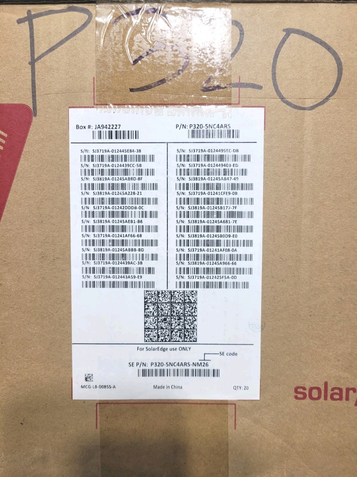 (20) Solaredge P320-5NC4ARS 320W Solar Power Optimizer