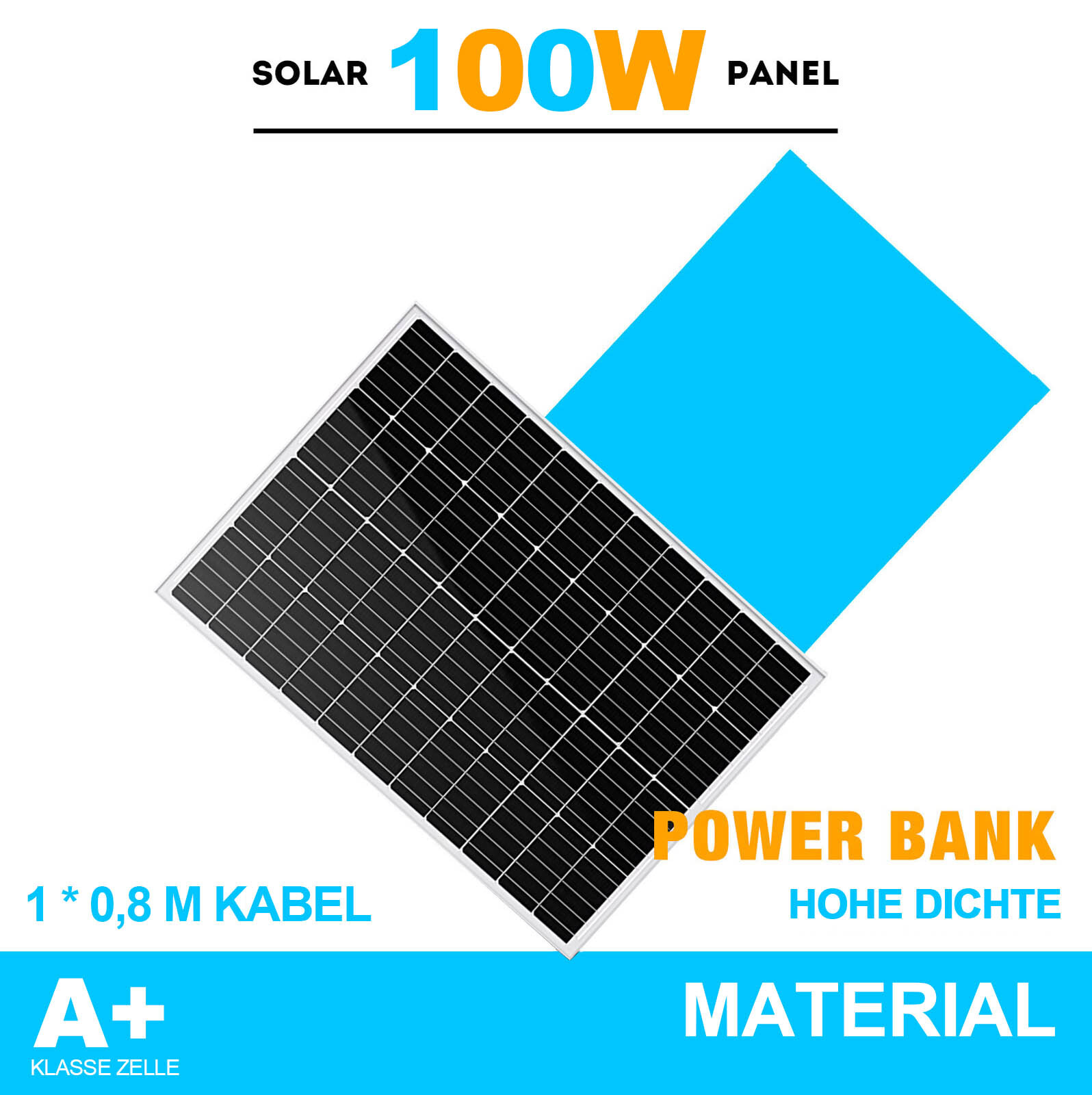 PFCTART 100W 12V Solar Panel High Efficiency Monocrystalline Module For RV Home