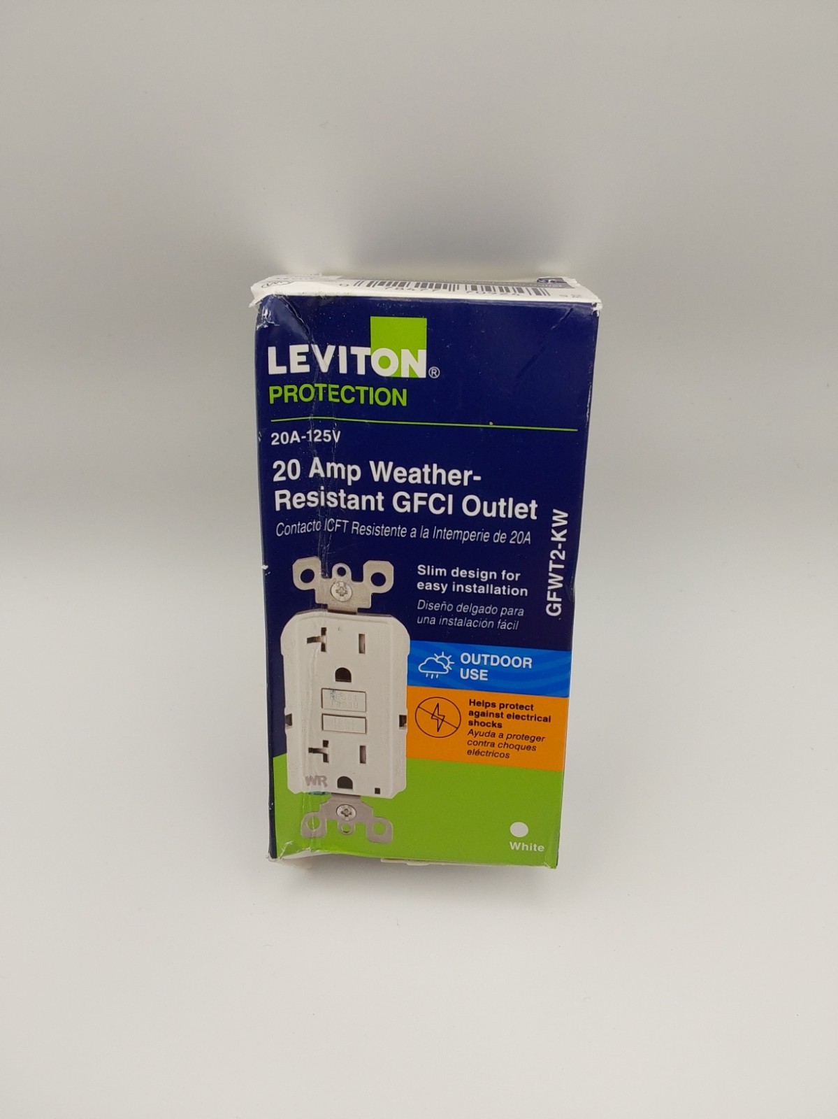 Leviton GFWT2-KW 20 Amp Weather Resistant GFCI Outlet Outdoor White New H4