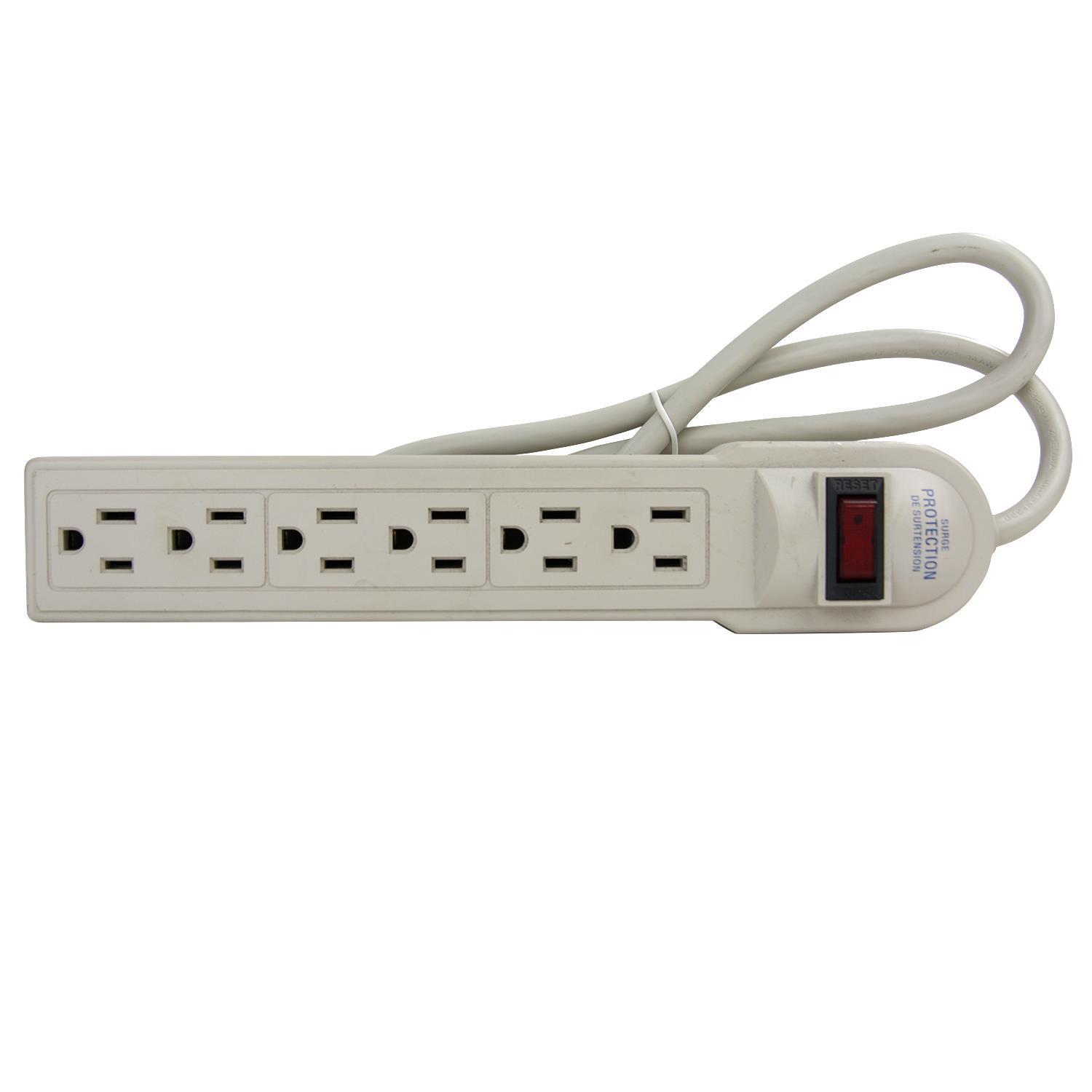 Sunlite ESP6/270/P 3-Feet Cord Surge Protector, Plastic