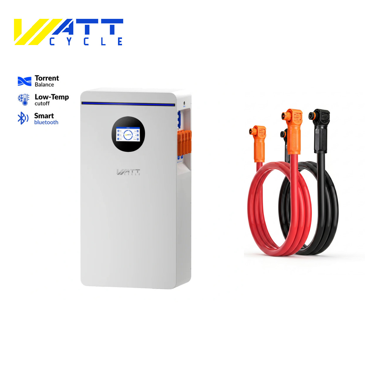 WattCycle 48V 314Ah Battery 16kWh Active Balancing + Dual-Head Parallel Cable