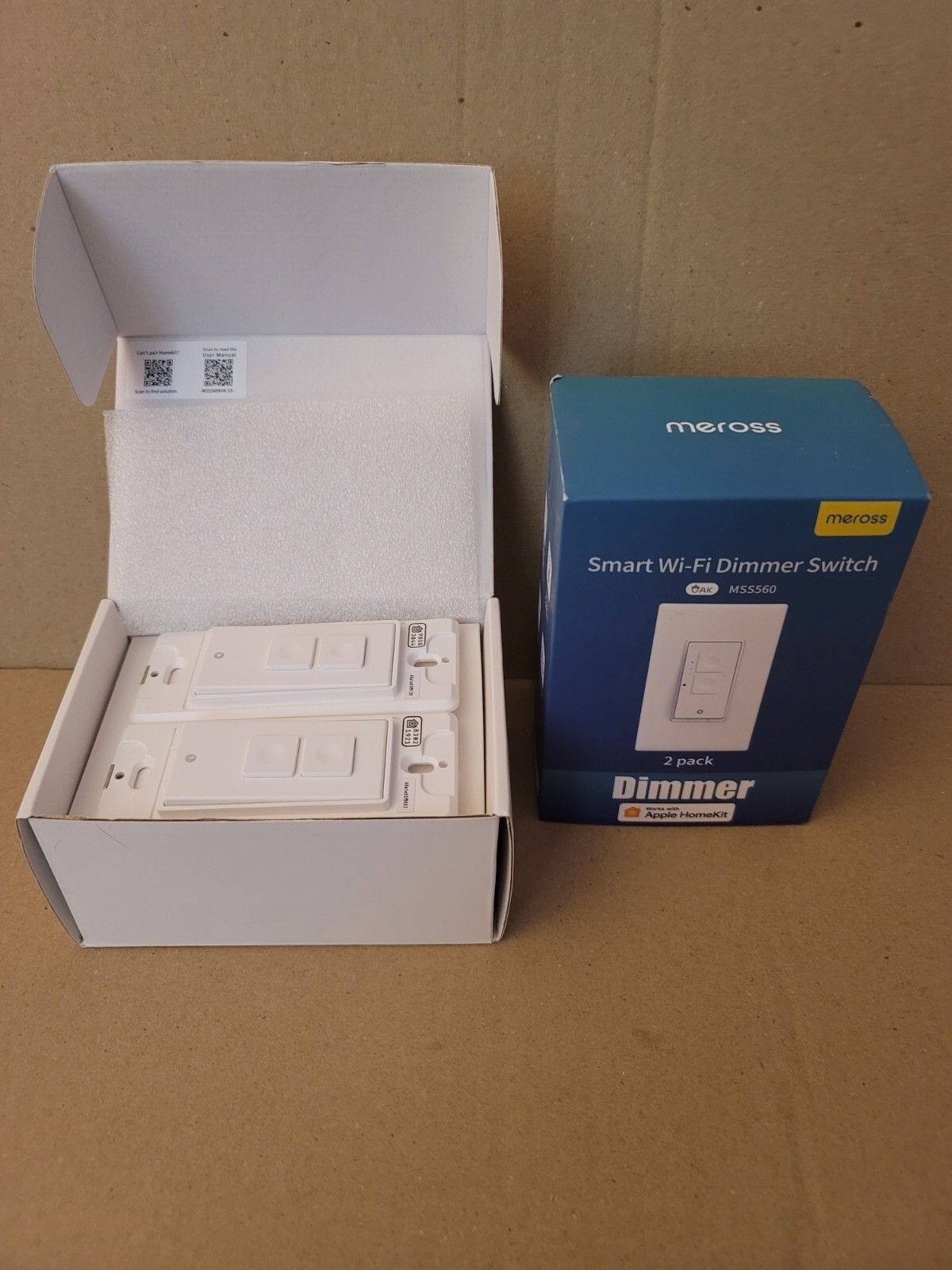 Meross Smart Wi-Fi Dimmer Light Switch – 2 Pack – Works with Apple HomeKit