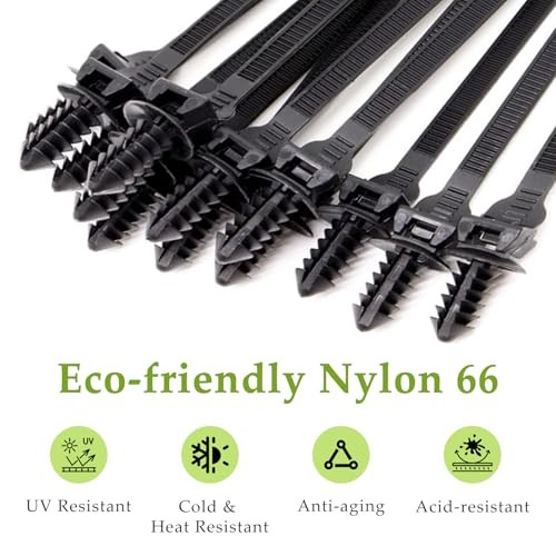 Push Mount Wire Ties, Snap in Zip Tie Automotive Clips Nylon Wire 45 Pcs Black