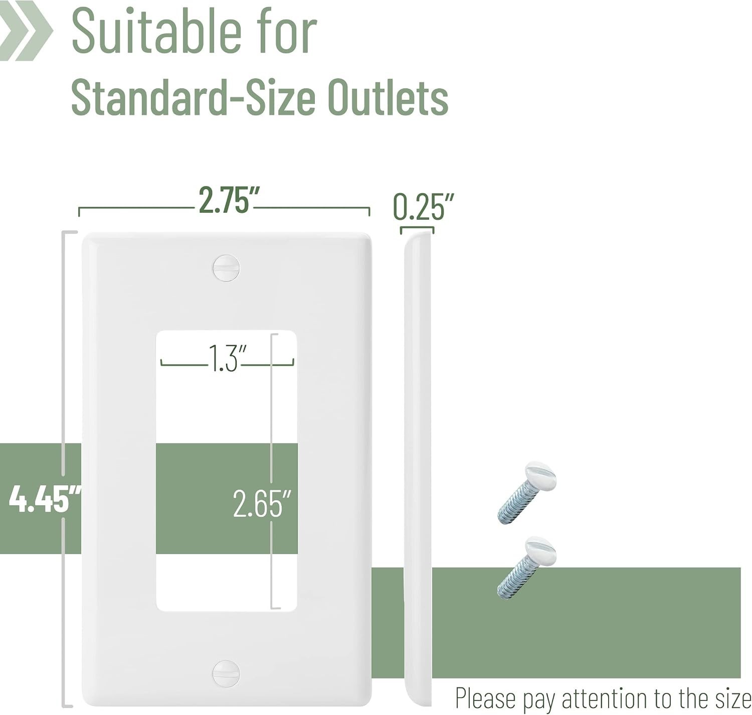 Bates 10 Pack White Wall Switch Plates & Outlet Covers – Durable Polycarbonate