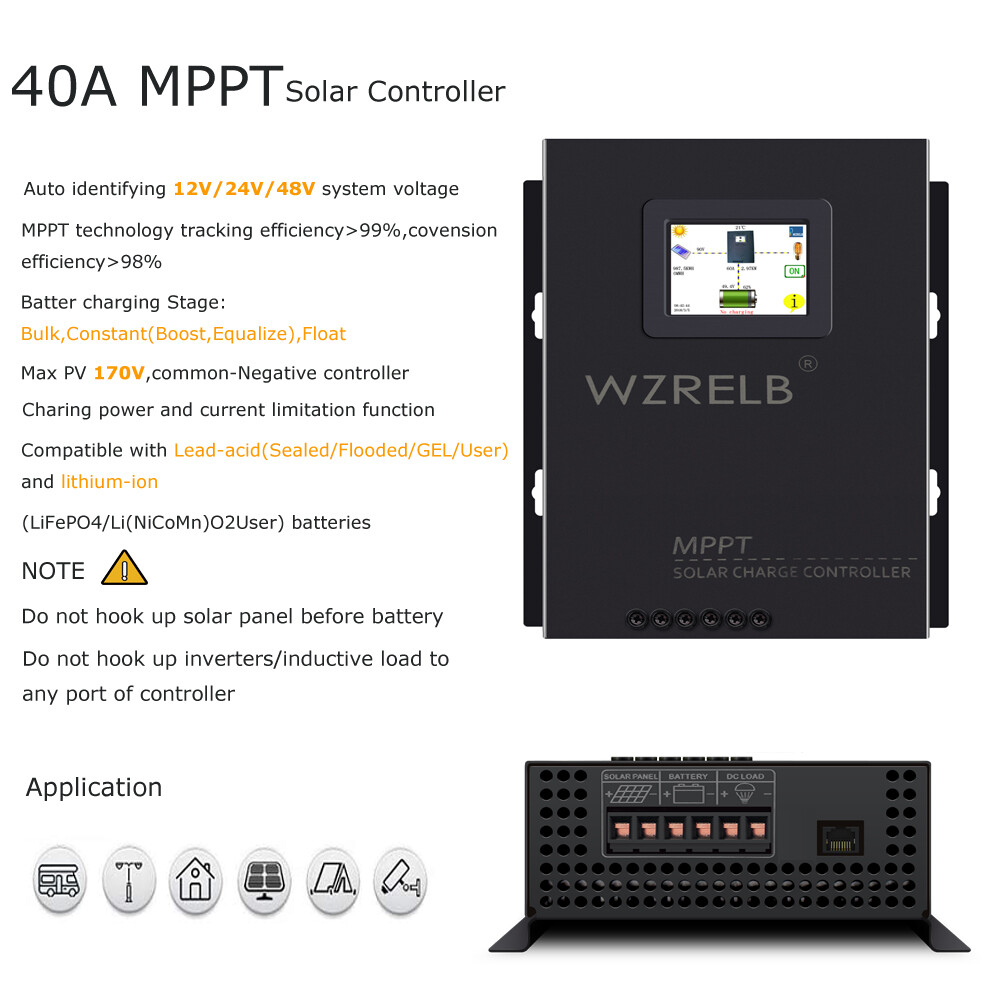 20A 40A 60A 80A MPPT Solar Charge Controller 12V 24V 48V Home Battery Charger