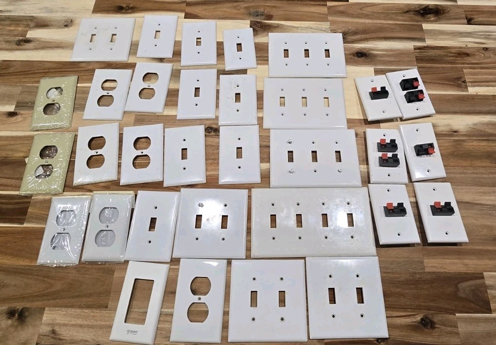 Large Lot of 30+ Wall Plates & Speaker Terminal Plates – Switch, Outlet & More