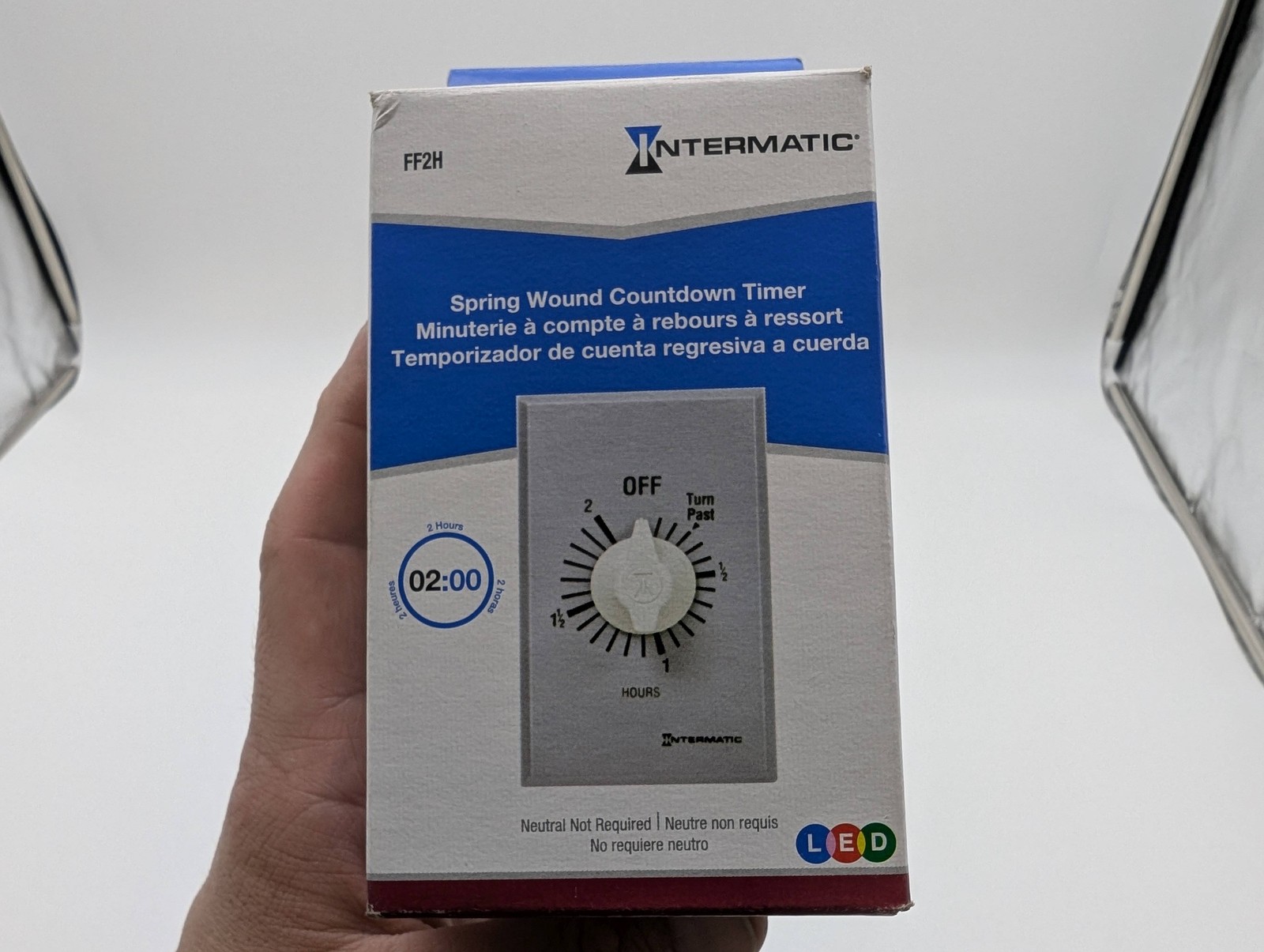 Intermatic FF2H 2 Hour Wall Timer Spring Wound SPST Brushed Metal White Knob