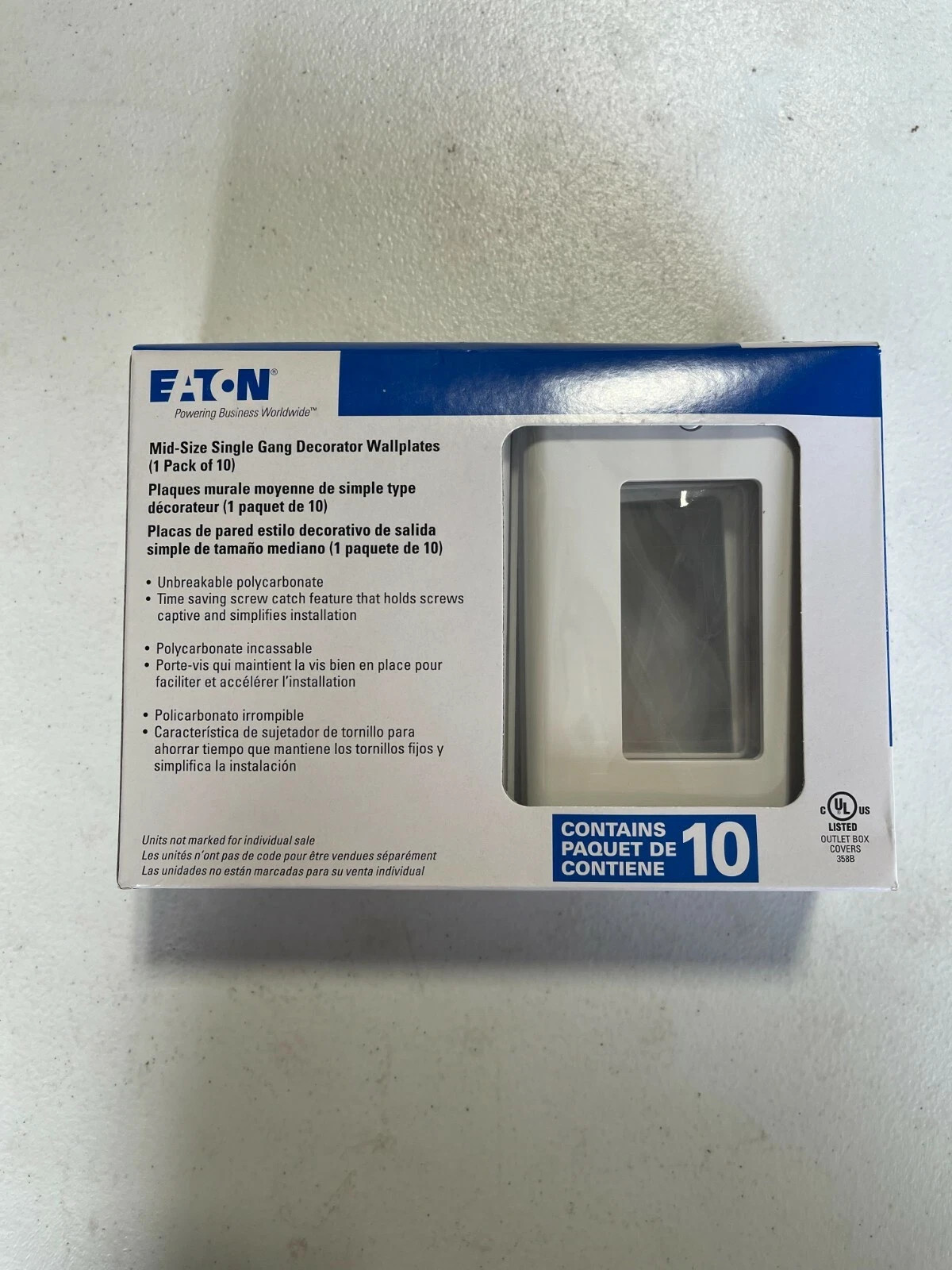 Lot 50 EatonPJ26W White Mid-Size Single Gang Decorator Wallplate CoverSHIPS FREE